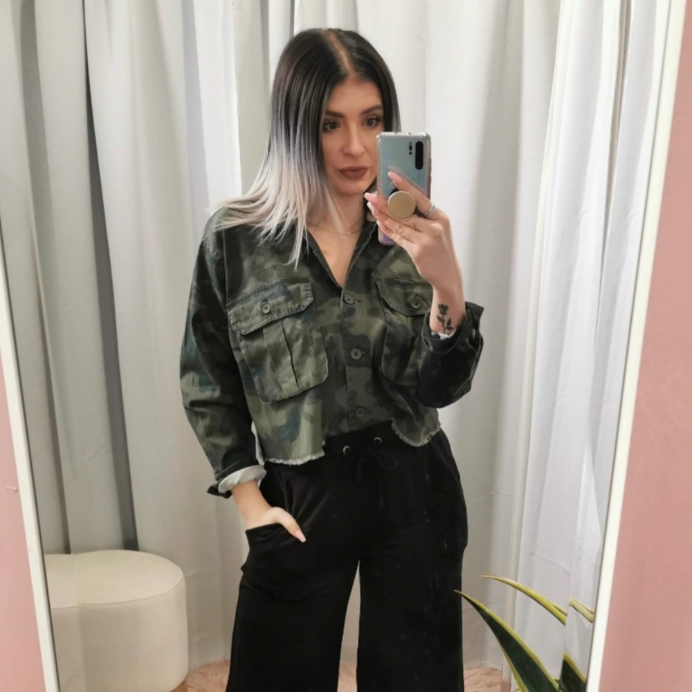 Rag Poets Cropped Camo Shirt